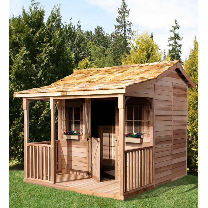 Bunkhouse Western Red Cedar Wood Storage Shed, 117" H x 144" W x 144" D