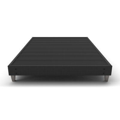 Express Quick Setup Dark Grey Upholstered Bed Frame Foundation, Twin Xl, Easy Assembly, No Tools, Modern Faux - Wood 6" Legs, Fabric Covered Covered, Assembly