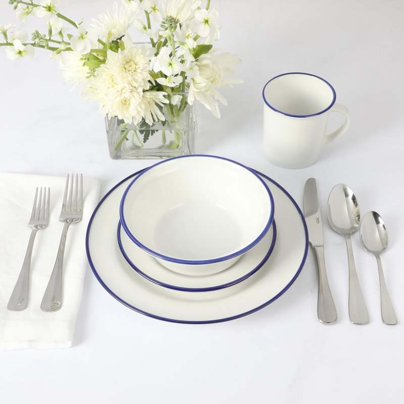 Martha Stewart Cliffield 16 Piece Dinnerware Set, Blue;White