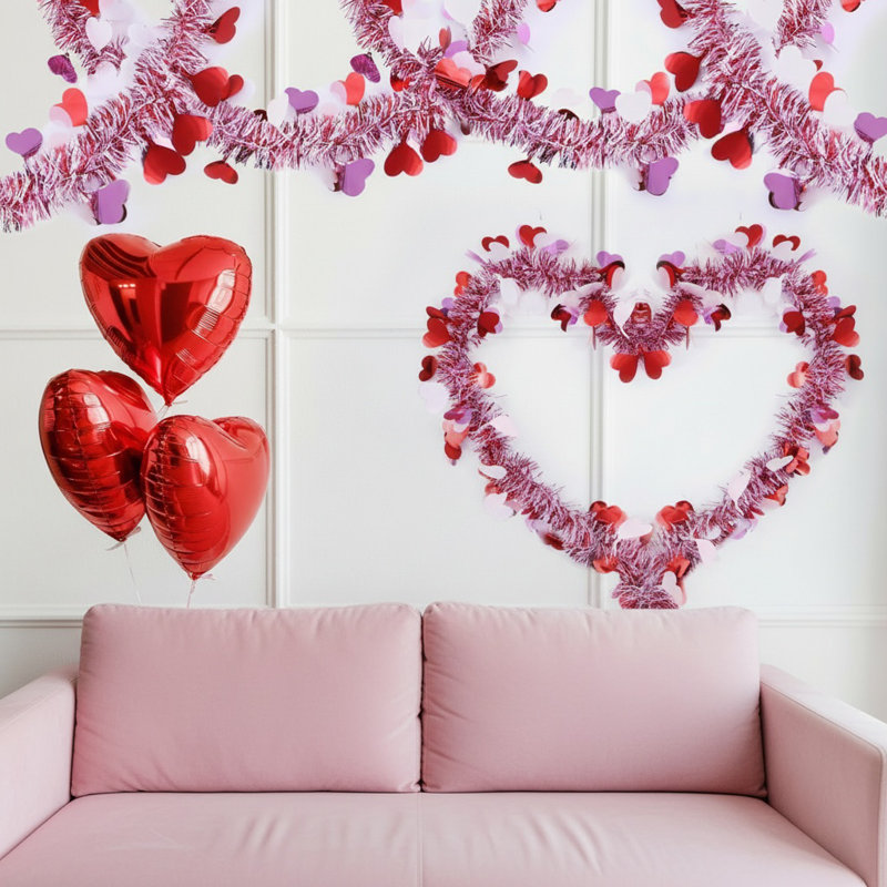 10 m / 33 pi guirlande de la Saint-Valentin rayée guirlande de Pâques bricolage couronne amour cœur artisanat décoration de fête ornements suspendus