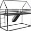 Lit superposé simple au-dessus d'une maison avec structure en métal - noir, fabrication pratique et glissière en métal noir-1493502286
