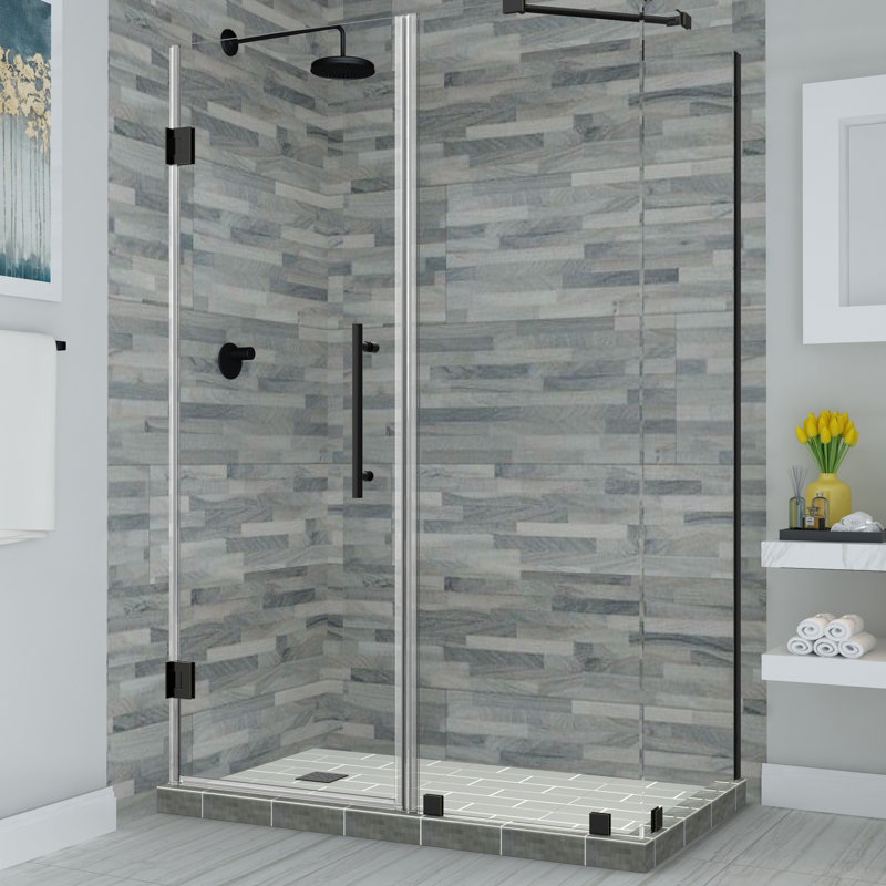 Cabine de douche rectangulaire à charnière sans cadre 36,38 po x 72 po Bromley