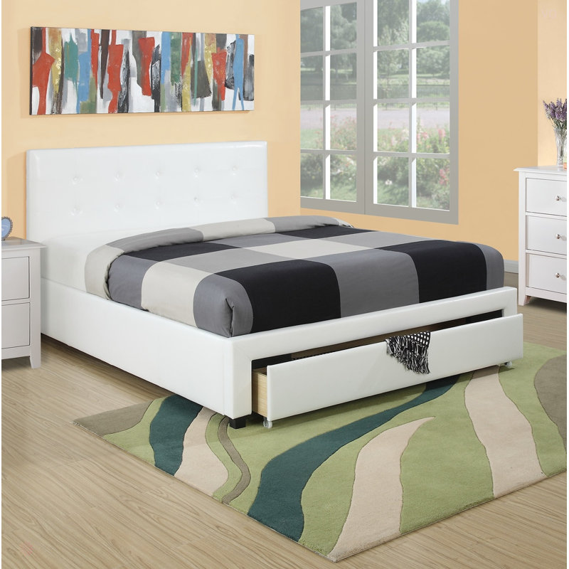 Mobilier de chambre à coucher avec rangement blanc sous le lit, Complet/Double