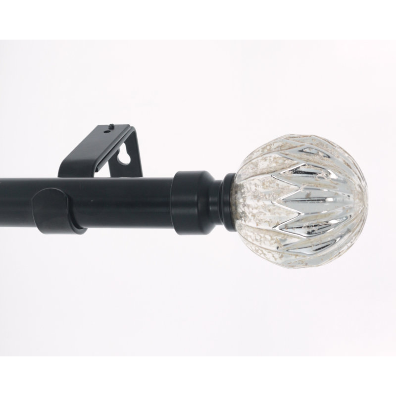 Tringle à rideaux simple réglable Varney, H 1 po x l 48 po x P 1 po, Noir / argent