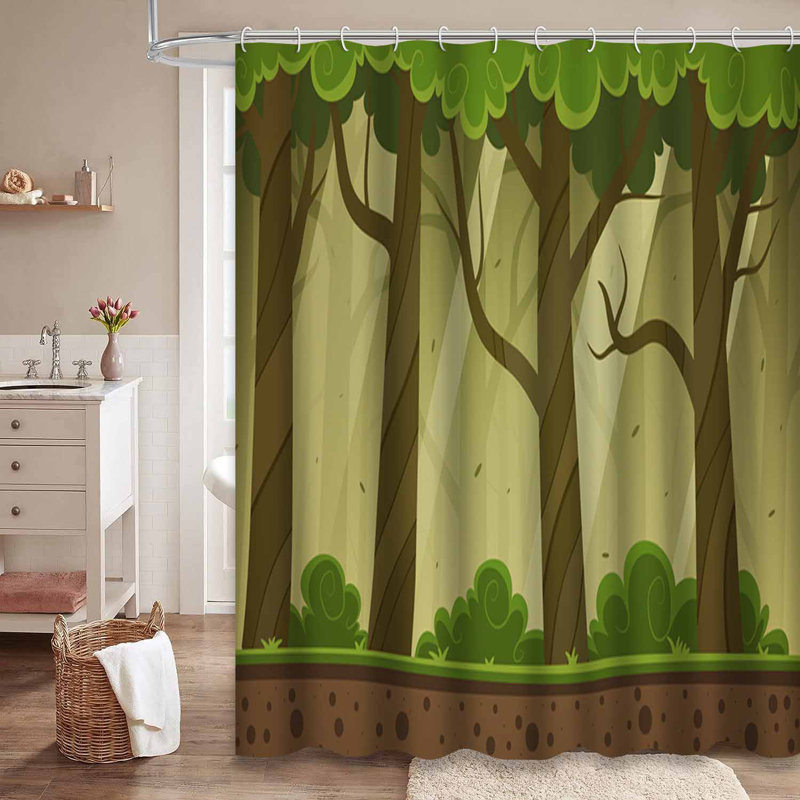 Rideau de douche forêt avec 12 crochets Forest, L 72 po x l 72 po