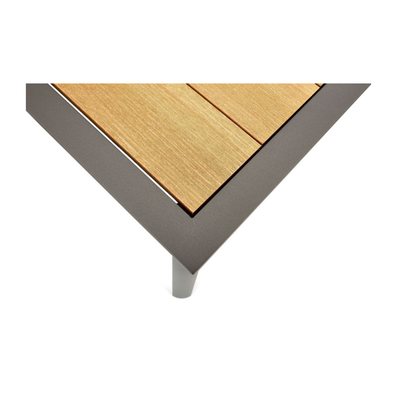 Harper 66" Light Brown and Gray Aluminum Poly-Resin Outdoor Dining Table