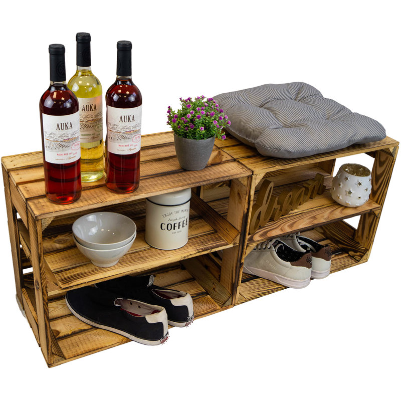 4 Pair Stackable Solid Wood Shoe Rack