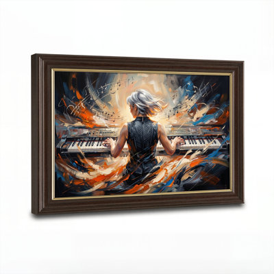 Art mural antique sur toile encadré doré pour le salon, la chambre à coucher, le bureau ou le vestibule - décoration murale décorative avec art musical