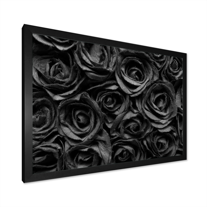 Rose, reproduction d'art sur toile, art moderne, Cadre d'angle fermé noir, H 30 po x l 40 po x P 1,5 po