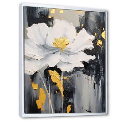 " White Carnation Flowers On Charcoal Ink "