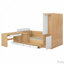 Lit plateforme en bois avec 6 tiroirs, tablettes, bureau et garde-robe-1382810587