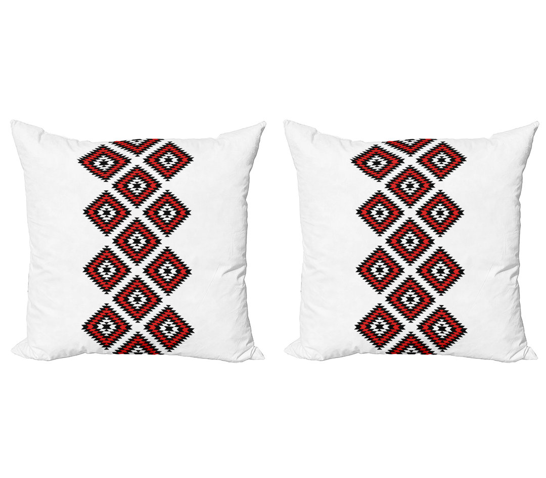 Kissenbezug, Zig Zag Aztec Motiv, Stammes, Vermilion und Weiß