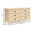 Commode Abis, 6 tiroirs, poignées en métal, brun naturel, 62 po