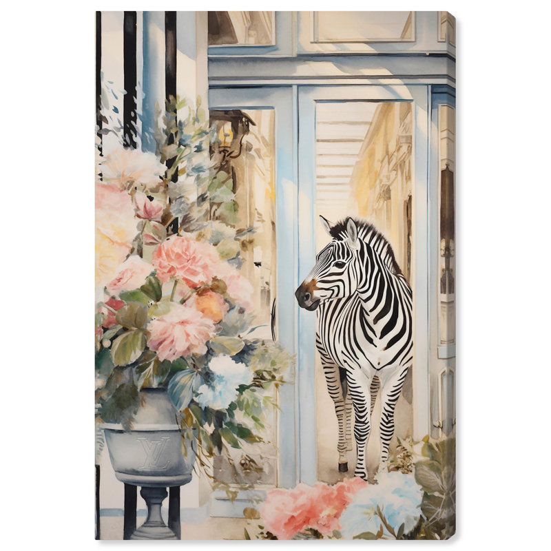 Zebra Storefront Black and White Canvas Wall Art, 30" x 45"