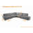 5-Piece Left-Armrest Corner Sectional with Right Curved Deep Seat-185120366