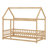House-Shaped Floor Bed With Roof Frame And Integrated Safety Guardrails