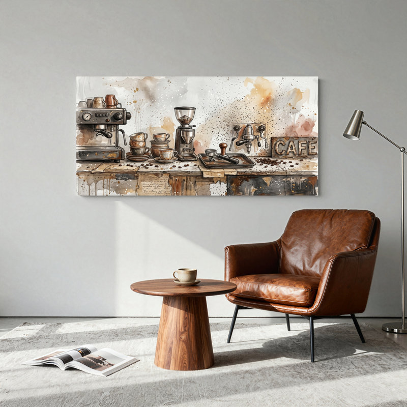 Ensemble de 1 tableau sur toile pour bar à café, L 32 po x H 16 po, Toile tendue