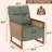 Upholstered Accent Chair With Rattan Arms And Solid Wood Legs-1587323295
