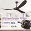 Ventilateur de plafond en bois à 3 pales de 72 po avec télécommande à 6 vitesses sans lumières, moteur réversible, minuterie et fonction mémoire-475880700-483066829