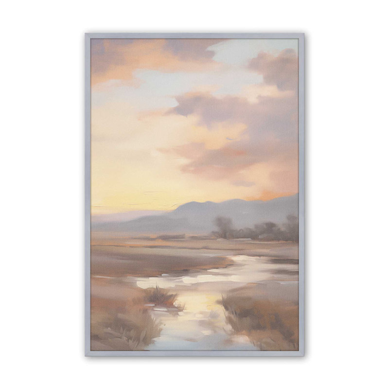 «Serene Sunset Over Fields I», H 17,25 po x l 13,25 po , Chrome poli