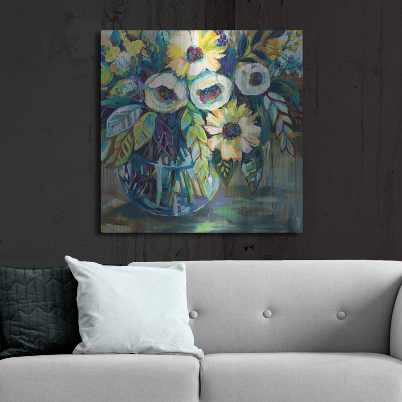Art mural en métal «Blue Light» par Jeanette Vertentes, H 36 po x l 36 po