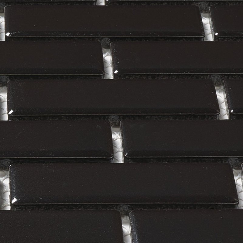 1" x 3" Porcelain Brick Joint Mosaic Wall & Floor Tile, Black