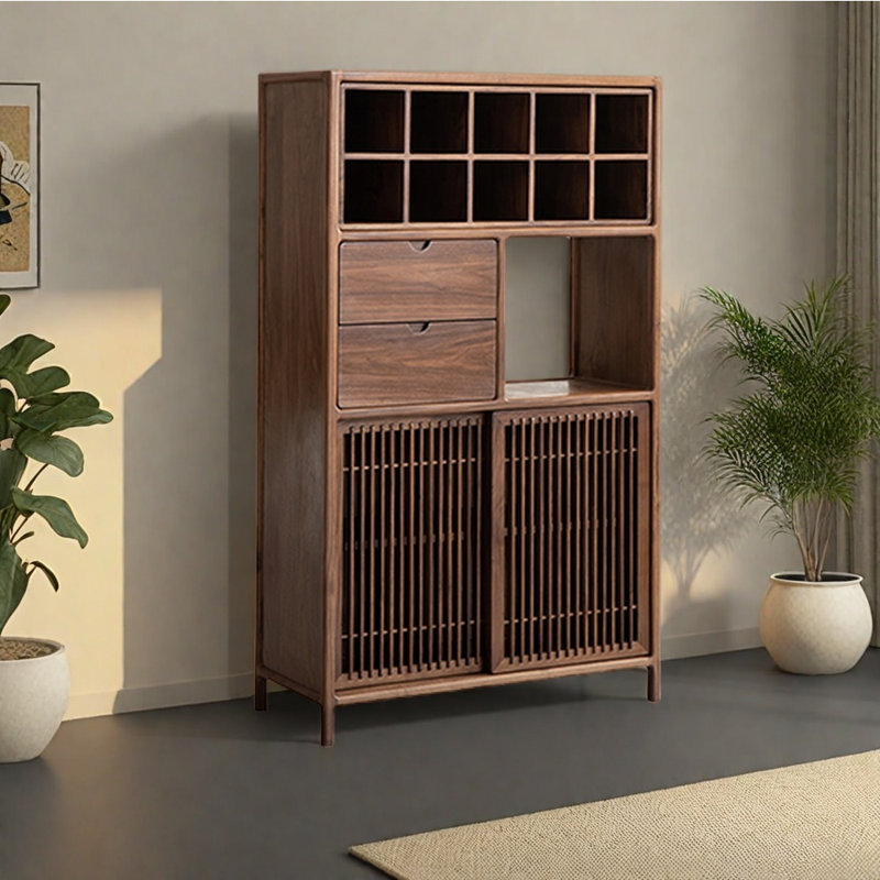 New Chinese Style Lattice Door Bookcase