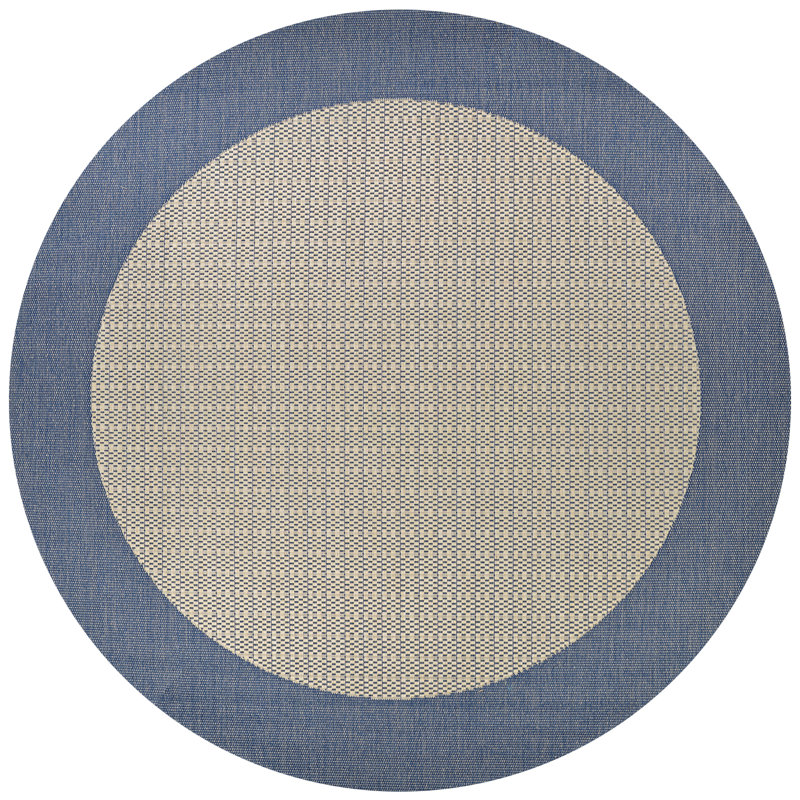 Sania Flatweave Indoor Outdoor Area Rug, Round 7'6", Blue