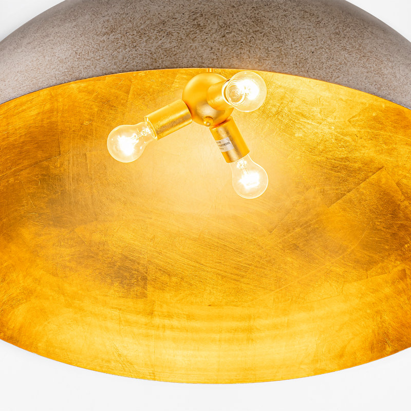 Luminaire suspendu en dôme argenté à 3 lumières Mccarroll, H 16,5 po x l 31,5 po x P 31,5 po
