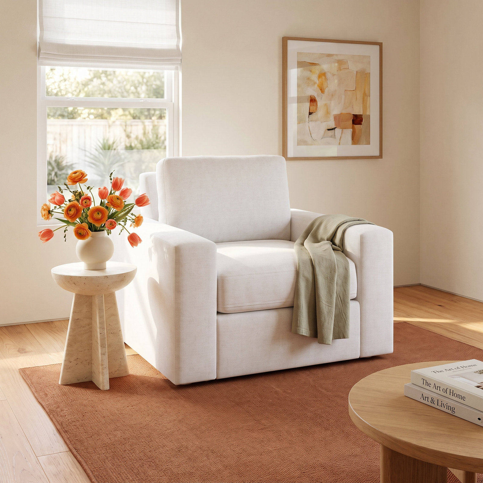 Jonie Upholstered Swivel Armchair, Nomad Snow Crypton® Chenille