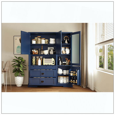 Buffet traditionnel sur pied avec porte et tiroirs