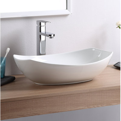 Vitreous China Oval Vessel Bathroom Sink