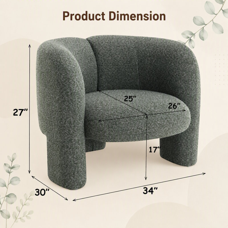 Fauteuil d'appoint en tweed vert Pemba
