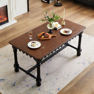 French Retro Rectangular Solid Wood Dining Table