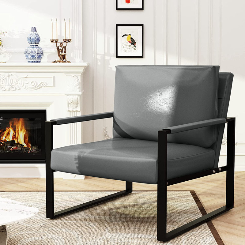 Fauteuil en similicuir 24,83 po Eritrea, Similicuir gris