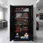 Armoire de rangement robuste en acier de 180 cm (71 po) avec portes verrouillables et 4 étagères réglables, idéale pour entrepôt, bureau, garage, finition noire antirouille, durable et résistante à l'usure.