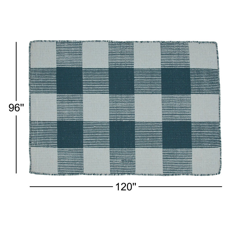 Simple Plaid Rug Sky/Peacock, Rectangle 8' x 10'