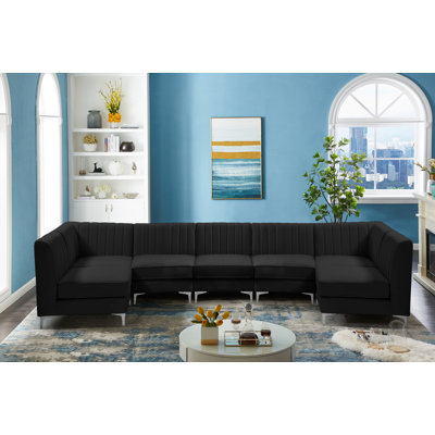 Enson Velvet U-Shaped Sectional Reversible