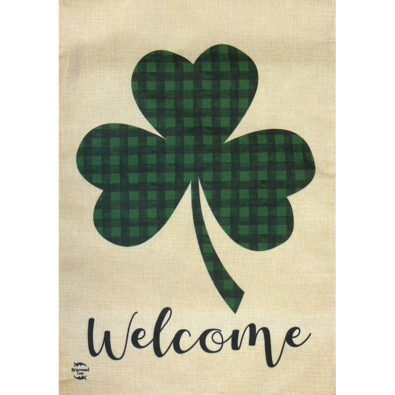 Drapeau «Welcome Shamrock St. Patrick's Day», Vert / Taupe