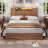 Farmhouse Bed Frame With Double Barn Door Storage Headboard Rustic Wooden Bed With 4 Drawers And Led Lights-905704775-903829570