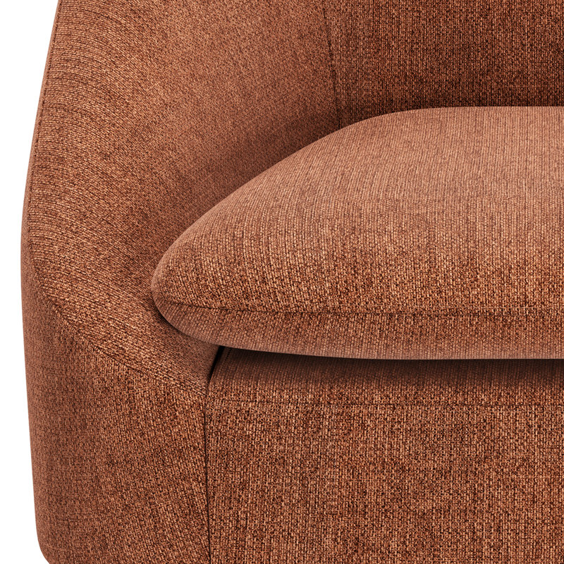 Redding Rust Upholstered Mid-Century Modern Accent Chair with Wood Legs