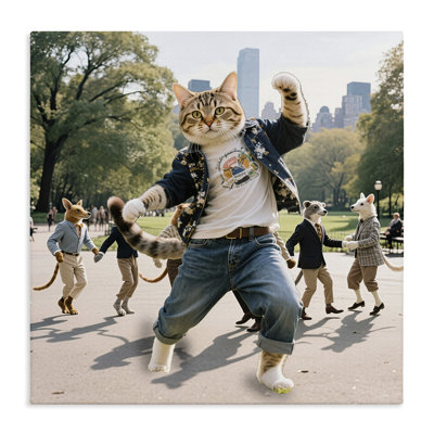 Élégant chat dansant dans une toile de parc, design par CAD Designs
