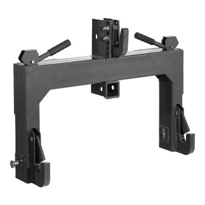 3-Point Quick Hitch with 2-Inch Receiver, 3000 lbs Lift Capacity, Adjustable Bolt for Category 1 & 2 Tractors, Heavy Duty Iron Attachment, Black