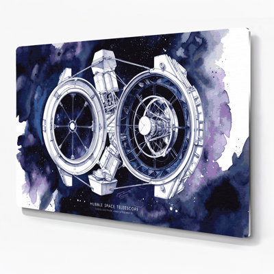Art mural en métal gris découpé Space Hubble