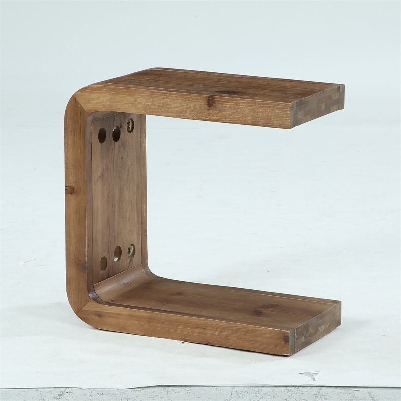 Table d'appoint en bois massif, table de chevet étroite en forme de C pour salon, chambre à coucher, petits espaces, montage facile