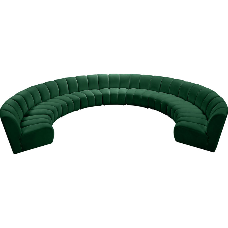 Canapé modulaire en velours Infinity, Velours vert, 9 pièces