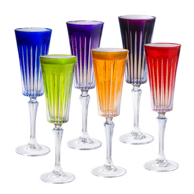 Flûtes à champagne colorées - Ensemble de verres à flûte mauve - 6 à 7 oz - Fabriqué en Europe