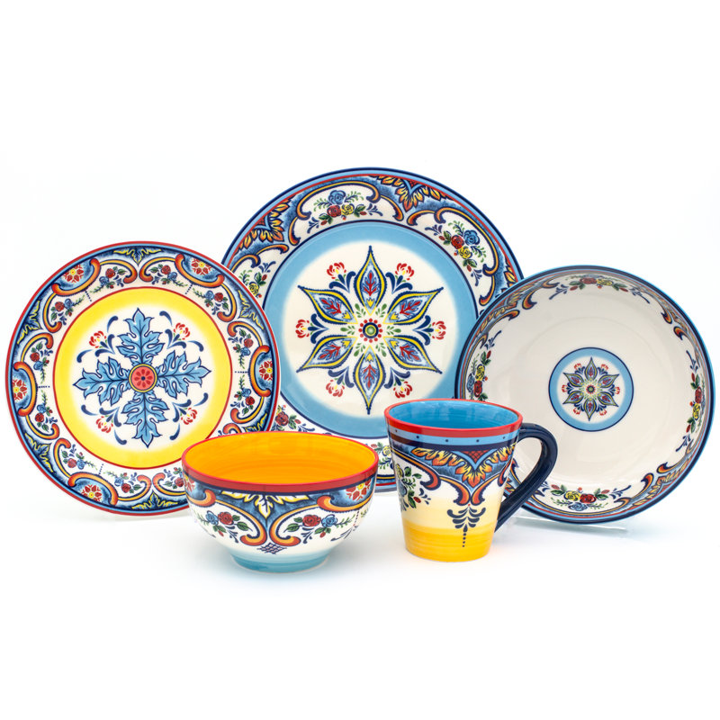 Euro Ceramica Zanzibar Lot De 4 Assiettes à Salade 21,6 Cm