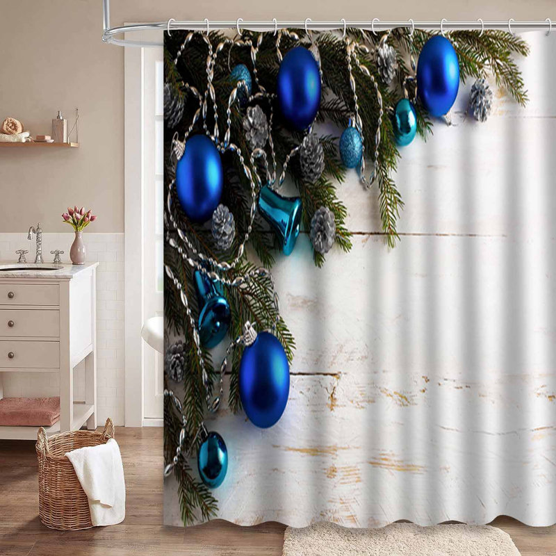Rideau de douche Christmas avec 12 crochets, L 72 po x l 72 po
