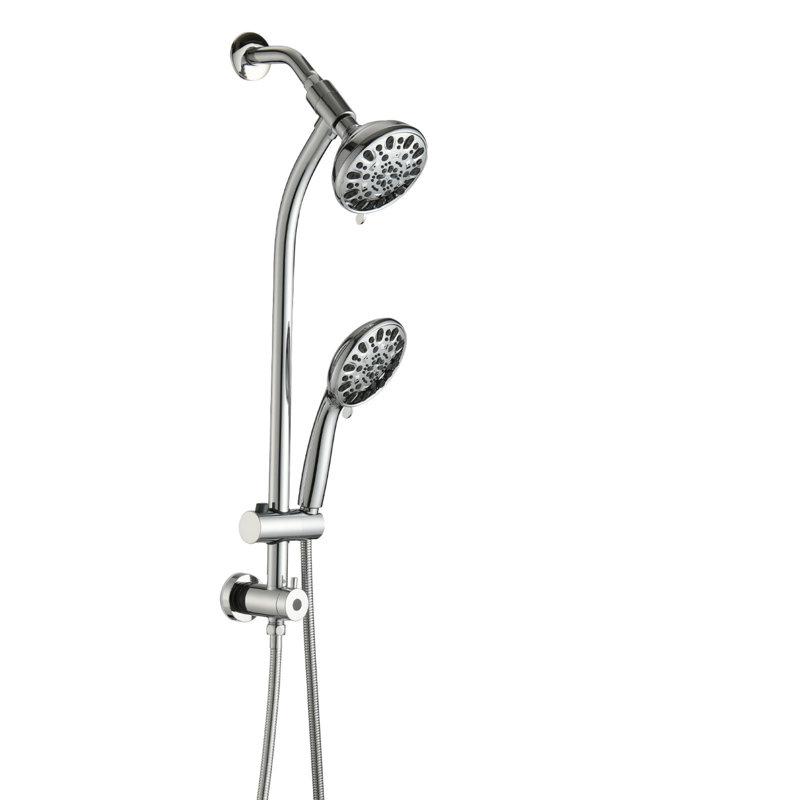 No-tool Installation 5 Inch Rain Shower & 7-spray Handheld Combo With 26" Adjustable Slide Bar, Dual Flow 1.8gpm Watersense